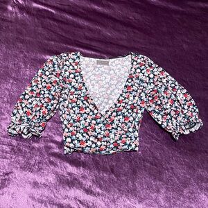 Urban Outfitters Floral Wrap Crop Top, size small